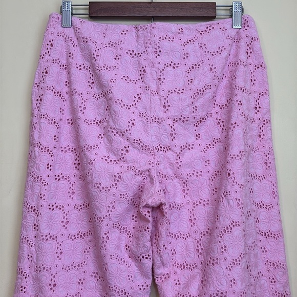 Vintage Lilly Pulitzer | Pink Cotton Daisy Embroidered Eyelet Pants Trousers 10 - Picture 9 of 15